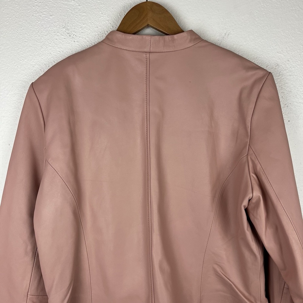 Bagatelle Women's Petite 14 Light Pink Leather Zip Jacket - Picture 6 of 16